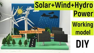 Solar wind and hydro power working model for science project  Renewable energy  diyas funplay [upl. by Zabrina]