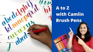 Camlin Brush Pens Calligraphy  Review and Basics of Brush Calligraphy [upl. by Lemrahc]