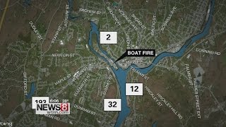 Fire destroys 40foot boat at Norwich marina [upl. by Fifi417]