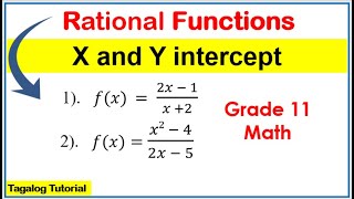 Math 11 X and y intercepts of Rational Function grade11 genmath rationalfunction intercepts [upl. by Eltsyek]