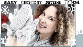 Easy Crochet Mittens Tutorial [upl. by Olinad]