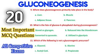 Biochemistry MCQ with Answers  Gluconeogenesis MCQ For Competitive Exams [upl. by Dasya]