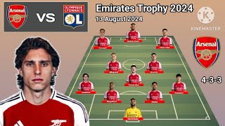 Arsenal vs Lyon  Arsenal 433 Formations With Fabio Viera Emirates Trophy 2024 [upl. by Redvers]