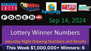 Saturday Night Lottery Winning NumbersResults Powerball Superlotto Florida Texas Lotto 9142024 [upl. by Anoo]