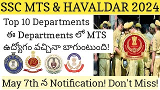 SSC MTSHAVALDAR Top 10 Departments తెలుగులో ssc sscmts [upl. by Eseer]