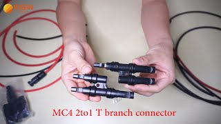 Risin Energy how to use MC4 T Connector Wiring Solar Panel 2to1 in series [upl. by Tongue]