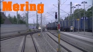 Führerstandsansicht Einfahrt in den Bahnhof Mering aus Richtung Geltendorf HD [upl. by Elleret]