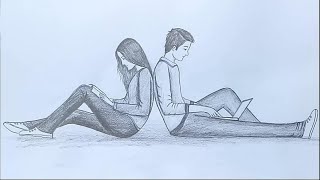 valentine couple drawing very easy  How to draw Romantic Couple with pencil sketch [upl. by Kim]