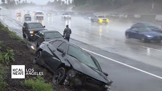 Rain wreaks havoc on Southern California freeways [upl. by Eixirt]