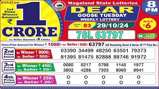 Lottery Sambad 8PM Nagaland Lottery Live result 8pm 29102024 today dear lottery result [upl. by Cohbath]