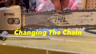 Replacing amp Tensioning Your STIHL Chain [upl. by Sheffy]