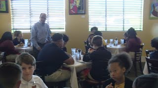 Students from Creswell Middle in Opelousas enjoy lunch at restaurant as reward for grades and [upl. by Ahsienet717]