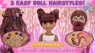 Splash of Style  3 Easy Doll Hairstyles rubyredfashionfriends dollhairstyle collectibledolls [upl. by Drucill789]