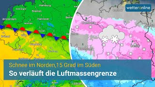 ❗️Luftmassengrenze baut sich auf 15 Grad im Süden vs Schnee im Norden [upl. by Nuawad]