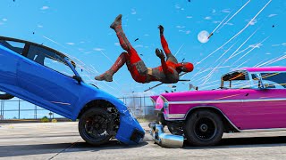 GTA 5 Deadpool No Seatbelt Car Crashes  Deadpool Best Ragdolls Gameplay 2 [upl. by Anirbac325]