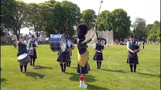 Huntly Pipe Band playing Crags of Tumbledown during 2023 Oldmeldrum Highland Games in Aberdeenshire [upl. by Llekram826]