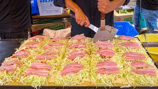 hiroshima style okonomiyaki in japan お好み焼き [upl. by Ardet]