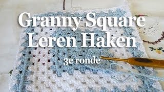 Granny Square Leren Haken 3e ronde [upl. by Dinnie]