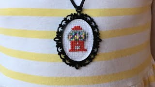 How To Make A Cross Stitch Mini  Gumball Machine Pendant Necklace [upl. by Orion]