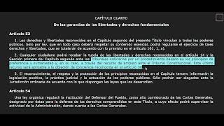 Título I cap IV de llas garantías de las libertades y derechos fundamentales art 53 54 [upl. by Oflunra24]