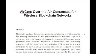 AirCon Over the Air Consensus for Wireless Blockchain Networks [upl. by Benjamen]