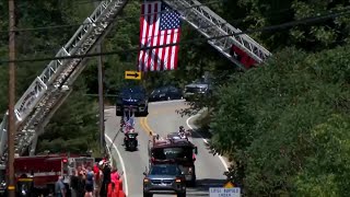 Firefighter killed at Trump rally honored with bagpipes gun salute and a bugle sounding taps [upl. by Colly]