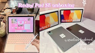 Redmi Pad SE unboxing 𐙚  cute accessories pink set up stylus pen camera test Aesthetic amp ASMR [upl. by Ettenahs191]