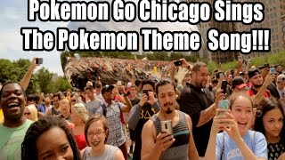 Pokemon Theme Song Singing By The First Chicago Pokemon Go Meetup [upl. by Nosnar]