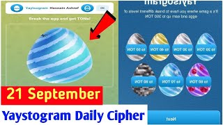 Yaystogram🤑 Bot Today 21 September Daily Cipher Code ∆ YaystogramTodayDailyCipherCode [upl. by Studner]