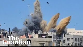 Moment Israeli airstrike hits house in northern Gaza as fighting continues [upl. by Aiym]