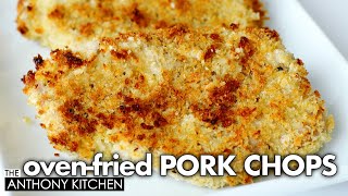 Crispy OVENFRIED Pork Chops  Less Oil Same Crunch KidApproved [upl. by Amiarom]