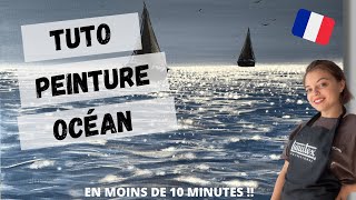 TUTO PEINTURE DÉBUTANT OCEAN SCINTILLANT À L’ACRYLIQUE En  de 10 min [upl. by Aitenev]