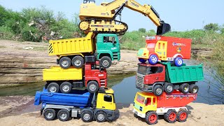 Accident Bulldozer  Dumper  Rickshaw  Tractor  Volvo Bus  Tipper Truck  Cartoon kids  CS Toy [upl. by Nivlem509]