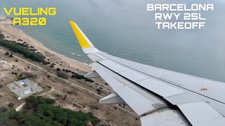 Vueling  Airbus A320  Pushback Safety Message Startup Taxi amp Takeoff from Barcelona [upl. by Nylesaj814]