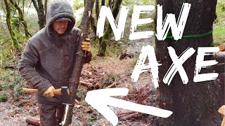 Bushcraft in a Blizzard  using a new Hultafors Stålberg Carpenters axe  making a better ladder [upl. by Leila]