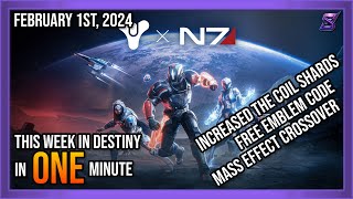 MASS EFFECT CROSSOVER FREE EMBLEM CODE INCREASED SHARDS IN THE COIL TWIDIAM  DESTINY 2 [upl. by Evannia]