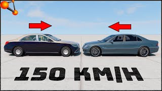 MERCEDES Sclass W222 vs W220 150 KmH CRASH TEST  BeamNg Drive [upl. by Nesnaj71]