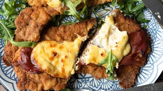 Breaded Veal Cutlets With Crispy Prosciutto and Parmesan Cream [upl. by Irneh]