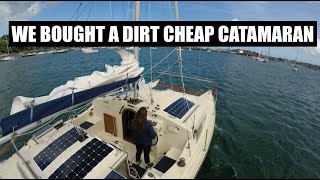 1 We Bought A DIRT CHEAP CATAMARAN With NO EXPERIENCE  TINY Sailboat Tour amp Channel Intro [upl. by Nylad]