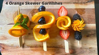 4 Orange Skewer Cocktail Garnish Ideas [upl. by Iroj]