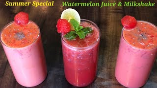 watermelon juice amp watermelon milkshake Summer Drink weightloss Drink तरबूज का ज्यूस रेसिपी [upl. by Diane]