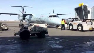 Air Canada Bombardier Dash 8 Q400 Pushback And Start at Saskatoon CYXE [upl. by Notsla]