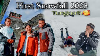 First Snowfall 2023 in Tungnath temple  Snowfall in Chopta Tungnath CallingPahad [upl. by Novello183]