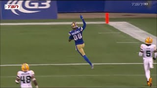 Winnipeg Blue Bombers Keric Wheatfall 1st Career CFL Touchdown [upl. by Nyrhtakyram]