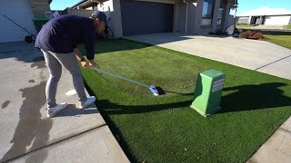 Bentgrass Golf Green Mow and Update  Home Putting Green [upl. by Wanids608]