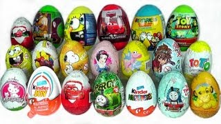 20 Surprise Eggs Zaini Cars 2 Kinder Surprise Spongebob Kinder Joy [upl. by Arney783]