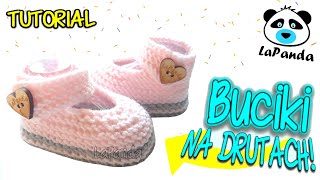 BUCIKI NA DRUTACH DLA NIEMOWLAKA 13 Jak zrobić  LaPanda  KNITTED BABY BALLERINAS [upl. by Ysor]