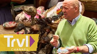 Gobbling Pigs Feet in Bolivian Witches Market  Bizarre Foods With Andrew Zimmern  Travel Channel [upl. by Enirehtacyram]