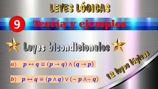 Ley bicondicional LÓGICA PROPOSICIONAL  Ejemplos de ley bicondicional  LEYES LÓGICAS profeguille [upl. by Oidale]