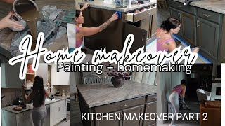 SMALL KITCHEN MAKEOVER  Painting my kitchen island  Homemaking Karrielynn [upl. by Ajssatan]